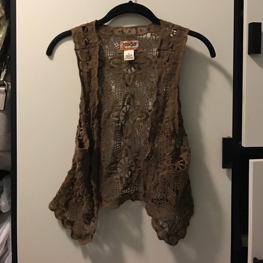 Mudd crocheted brown vest