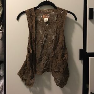 Mudd crocheted brown vest