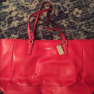 Coach Red Leather Medium Carryall Bag