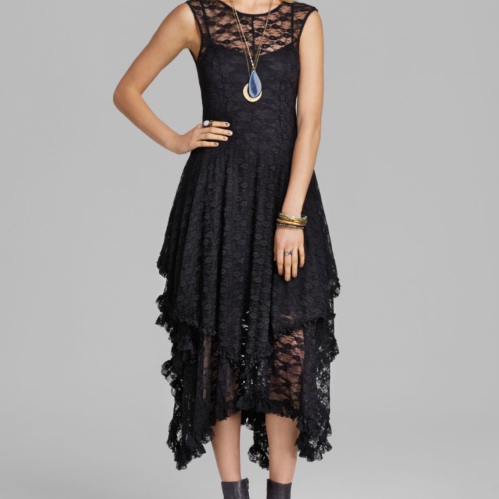 Free People black French court slip (M)