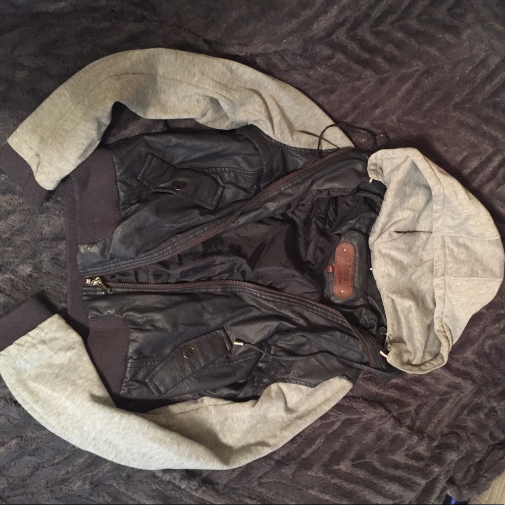 Leather jacket/hoodie