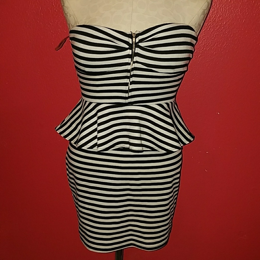 Peplum striped dress