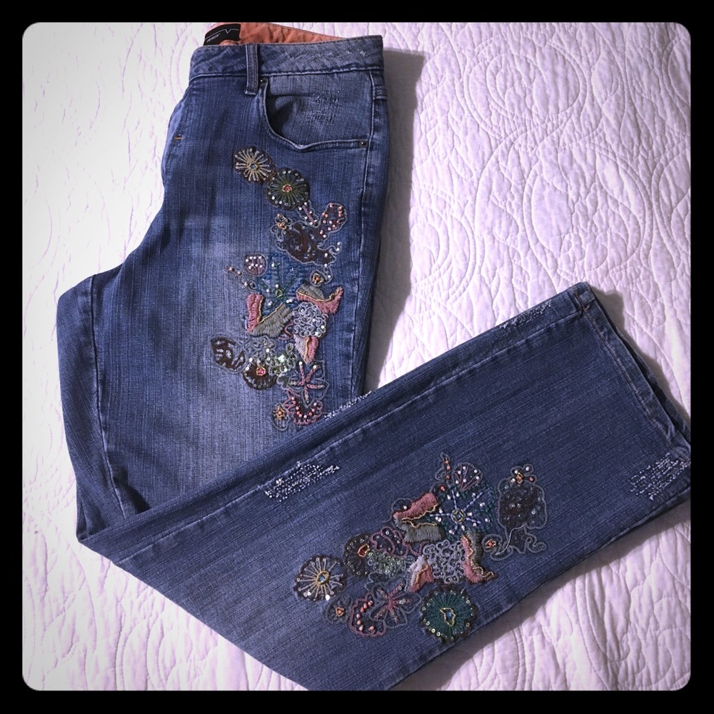 Embroidered Blue Jeans