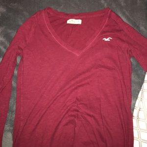 Red Long sleeve V-neck