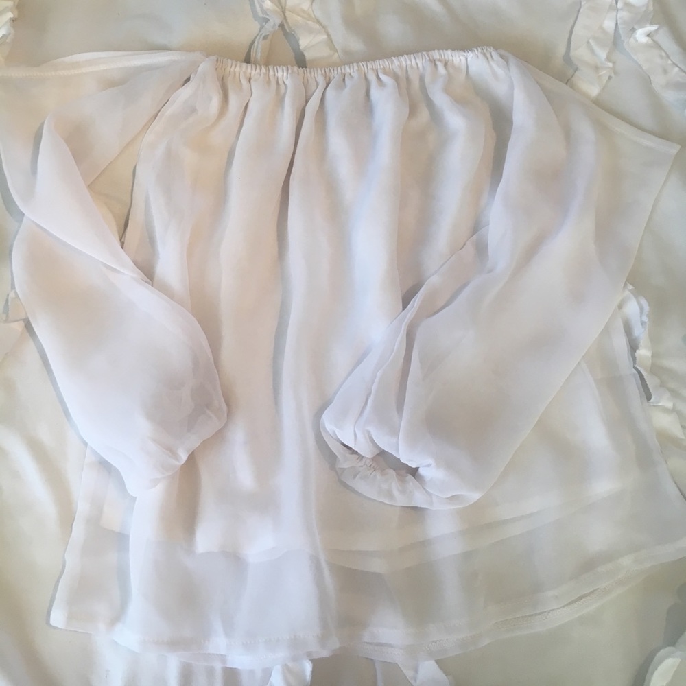 Off the shoulder white top