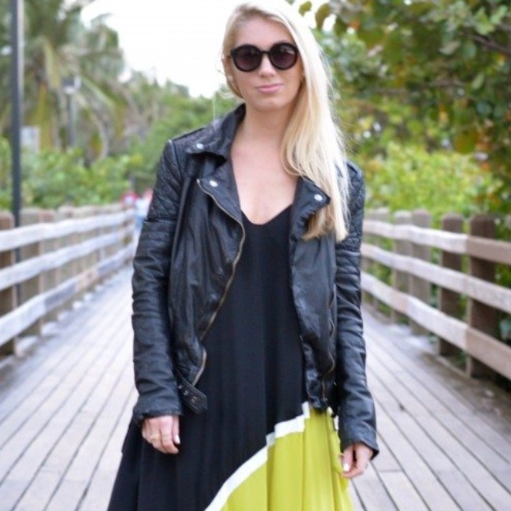 Black distressed leather jacket