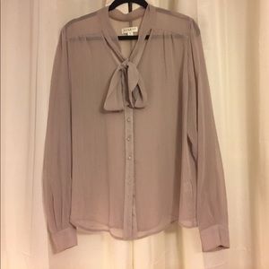 Gray chiffon blouse with bow!