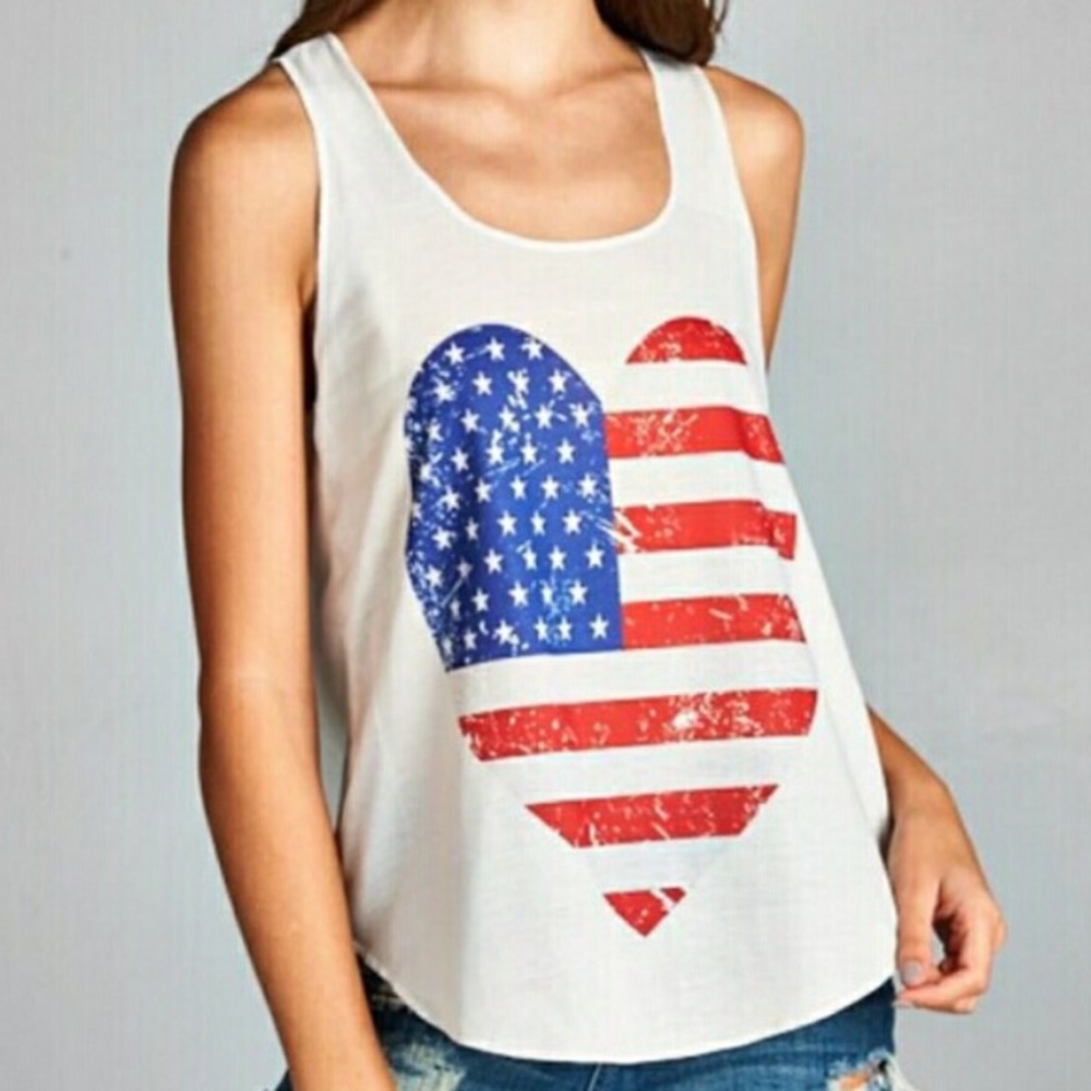 🆑FINAL PRICE‼️🇺🇸AMERICAN HEART GRAPHIC TANK TOP - Picture 1 of 3