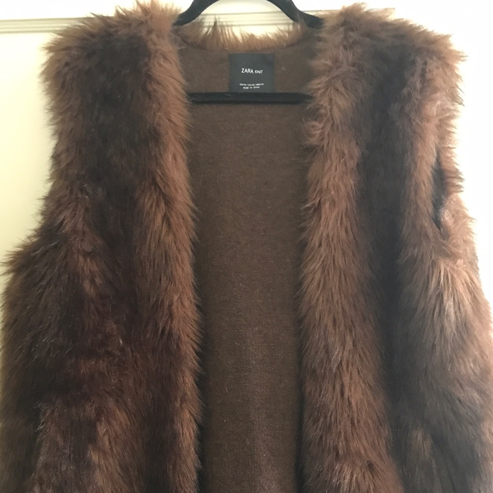 Zara Faux Fur Brown Vest