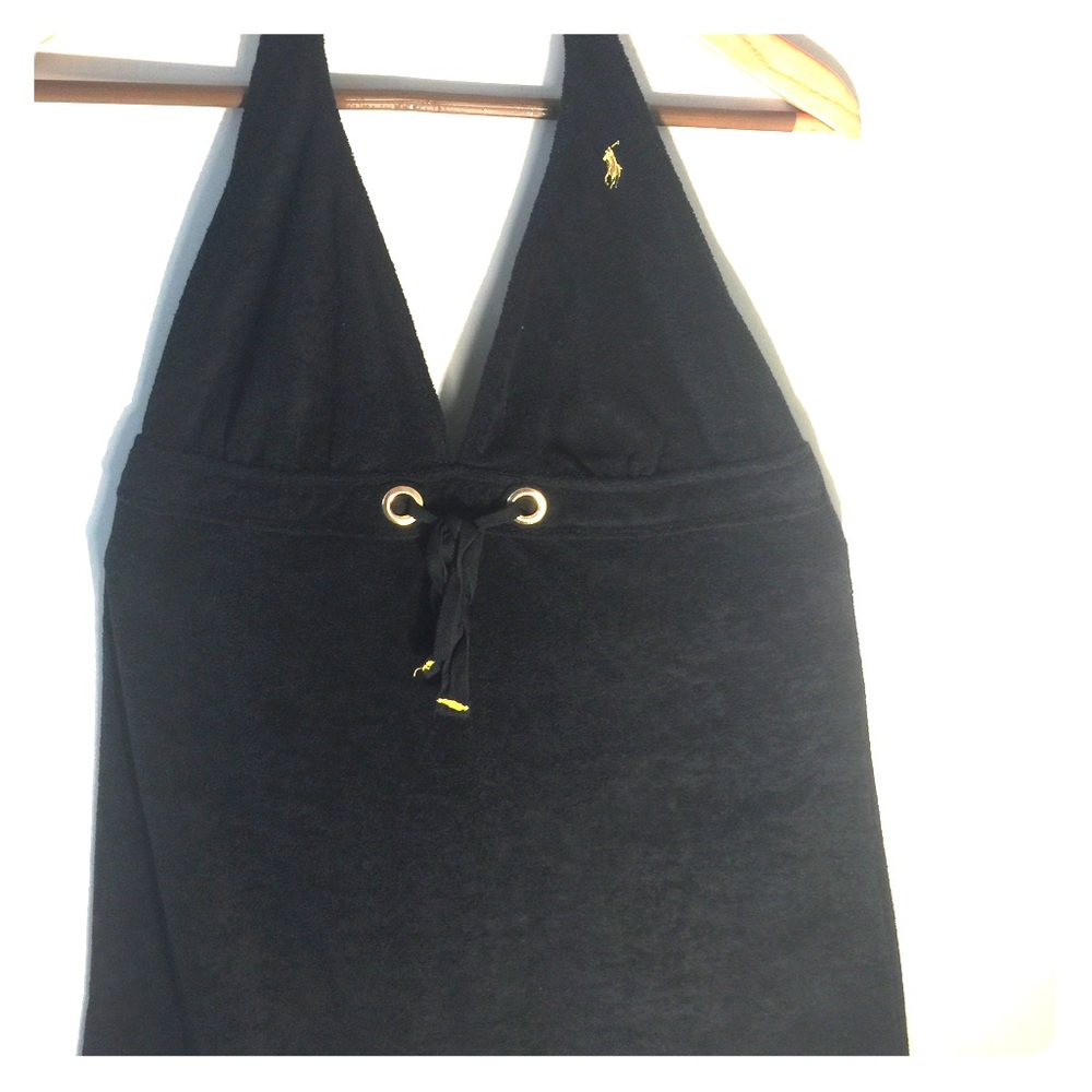 Ralph Lauren black terry cloth bathing suit cover