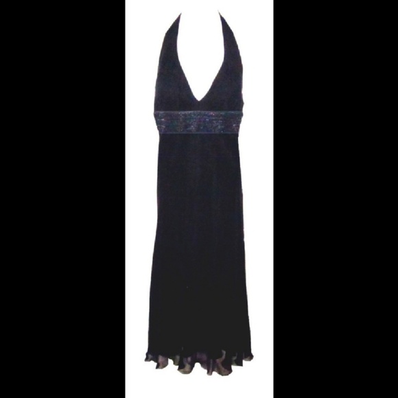 Black Halter 100% Silk Beaded Detailing - Picture 1 of 6