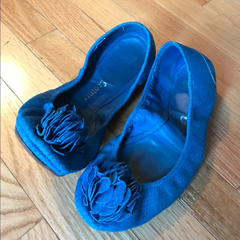 juicy couture royal blue foldable leather  flats