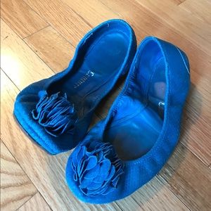 juicy couture royal blue foldable leather  flats