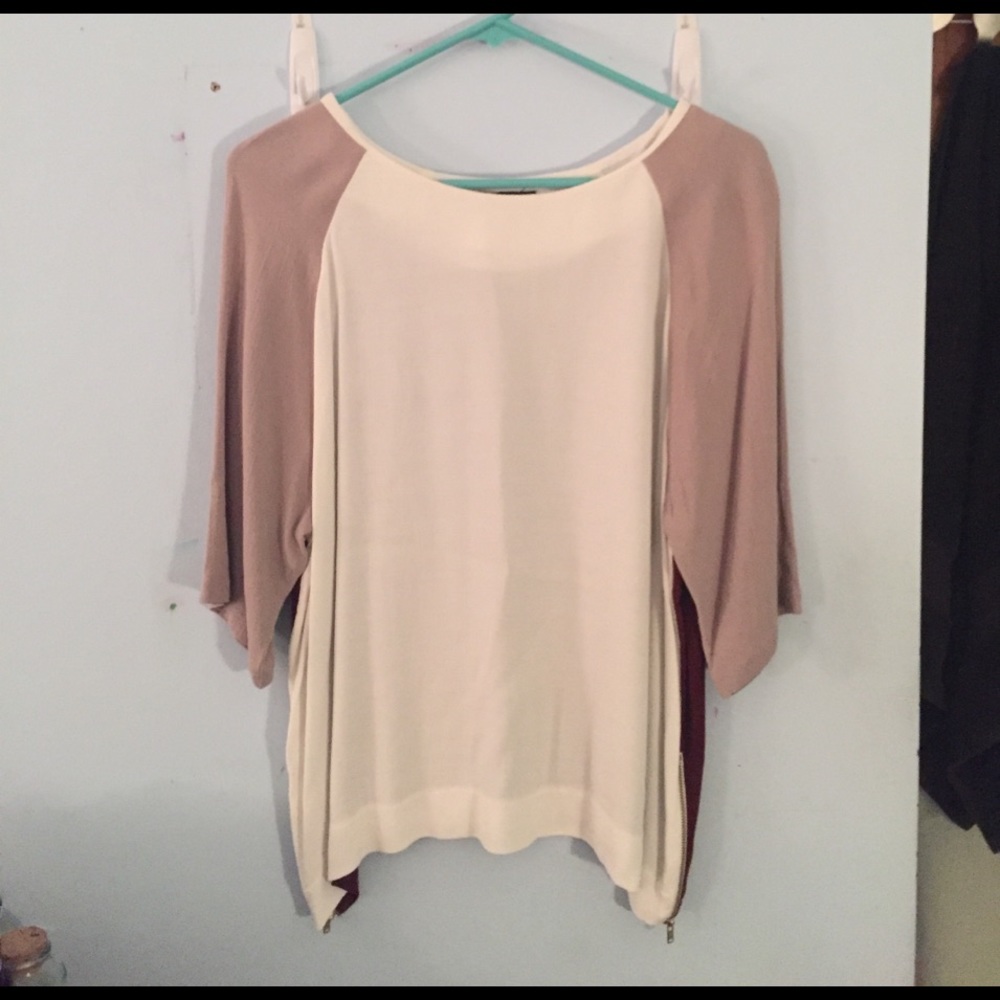Topshop tan, white, and purple top