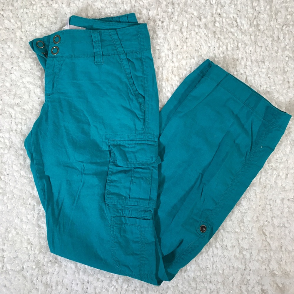 Turquoise Linen Pants/Capri's