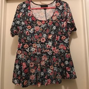 Forever 21 Floral Peplum Top 2x