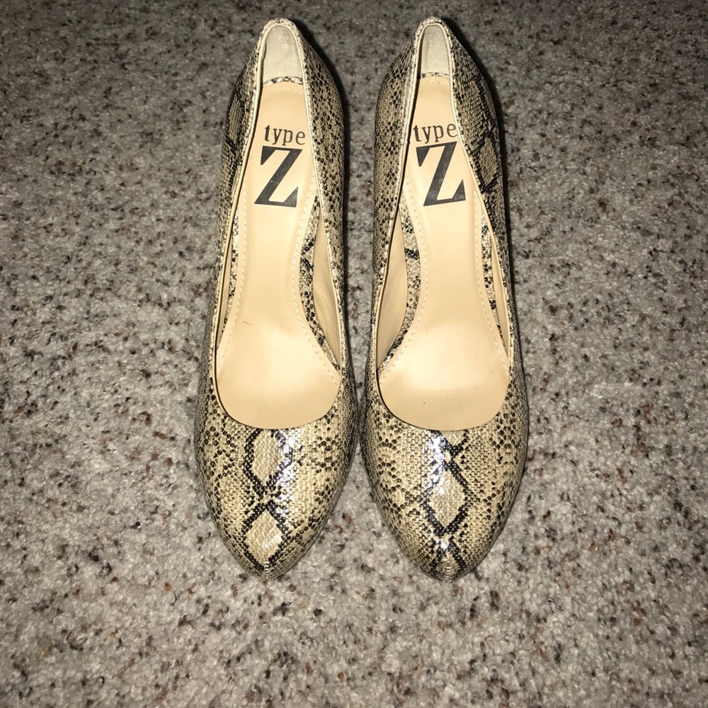 Snake skin 5" heels SIZE 8