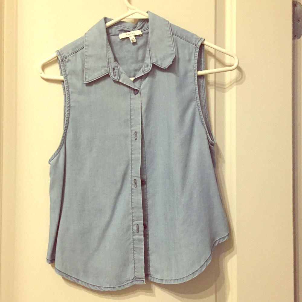 Talula sleeveless chambray blouse
