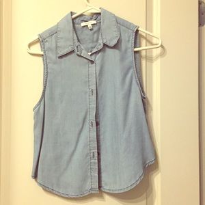 Talula sleeveless chambray blouse