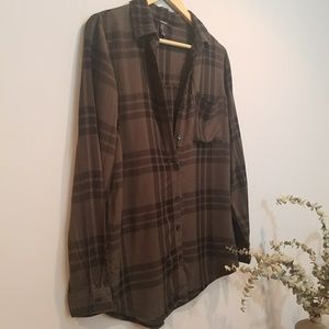PRICE DROP!! Olive Plaid Top