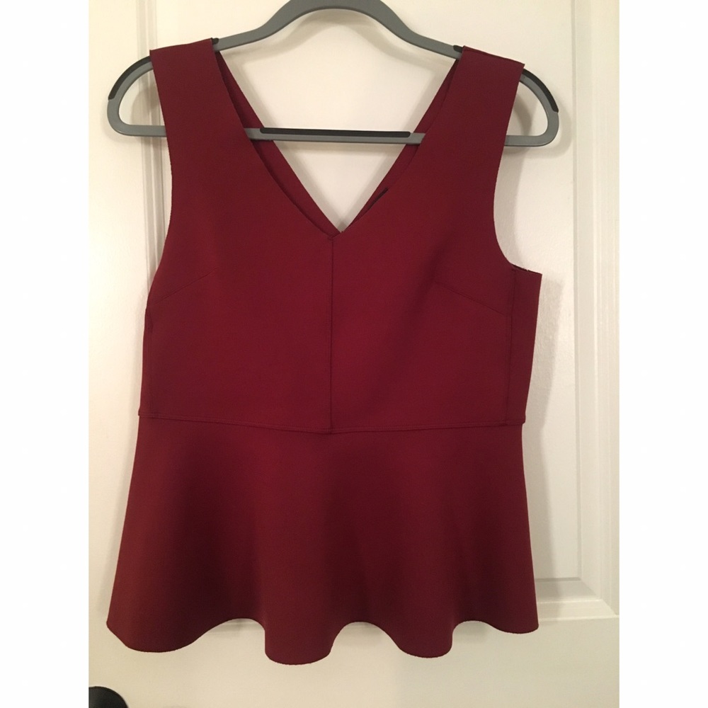 Topshop burnt red peplum scuba top