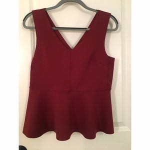 Topshop burnt red peplum scuba top