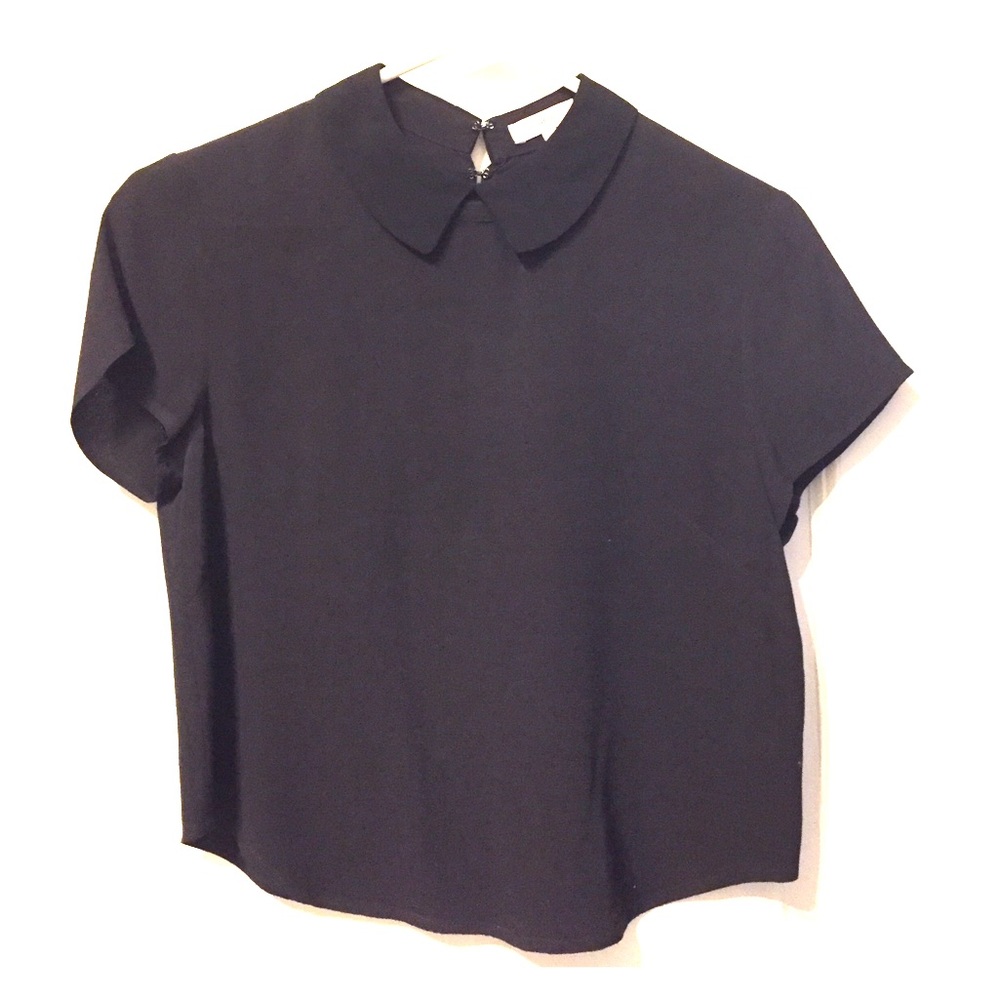 Sunday Best cropped short sleeve blouse in Black