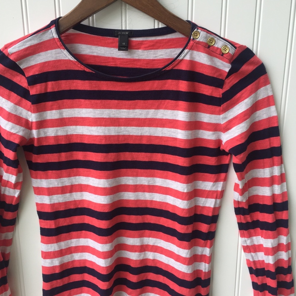 •J. Crew• Painter Boatneck Button Tee