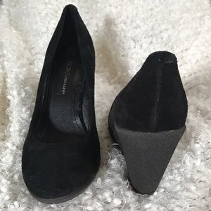 BCBG black suede wedge