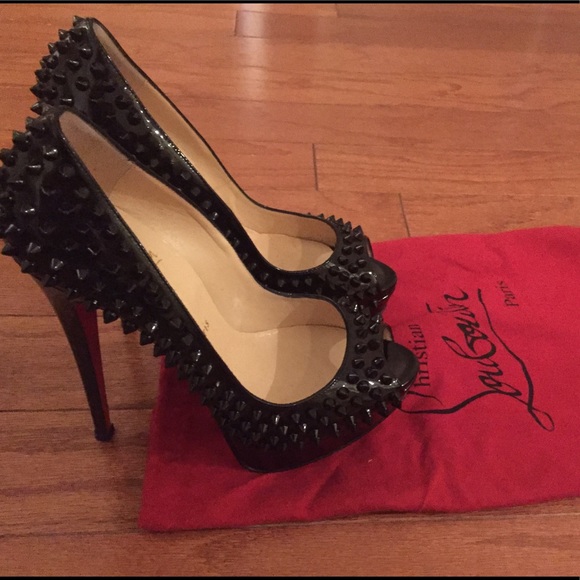 SOLD!!!! Black spiked leather heels - Picture 2 of 4