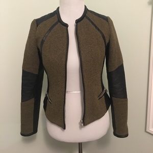 Tweed and vegan leather jacket
