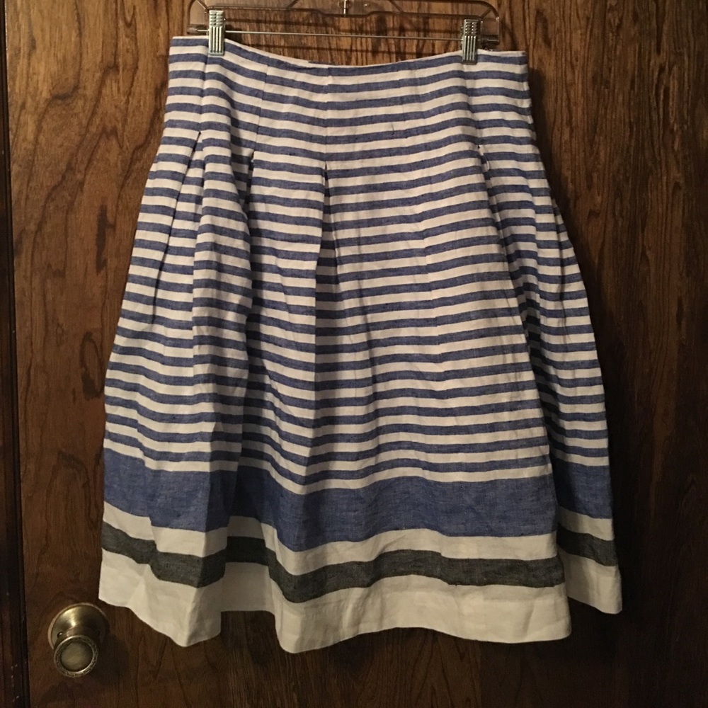Talbots Blue & White Striped Midi Skirt
