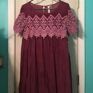 Purple Crochet Shift Dress