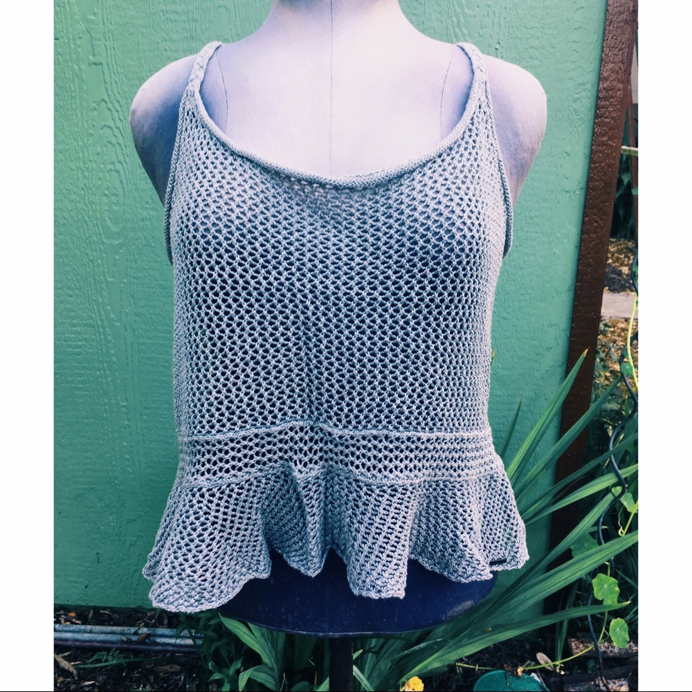 A&F soft knit cropped crochet tank top cami