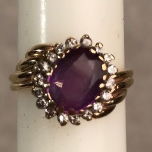 Amethyst and diamond 14k ring