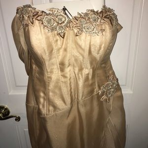 Rose Taft Couture Gown Worn Once.Strapless w/Shawl