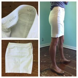 Classy White Denim Pencil Skirt W/ Side Zipper