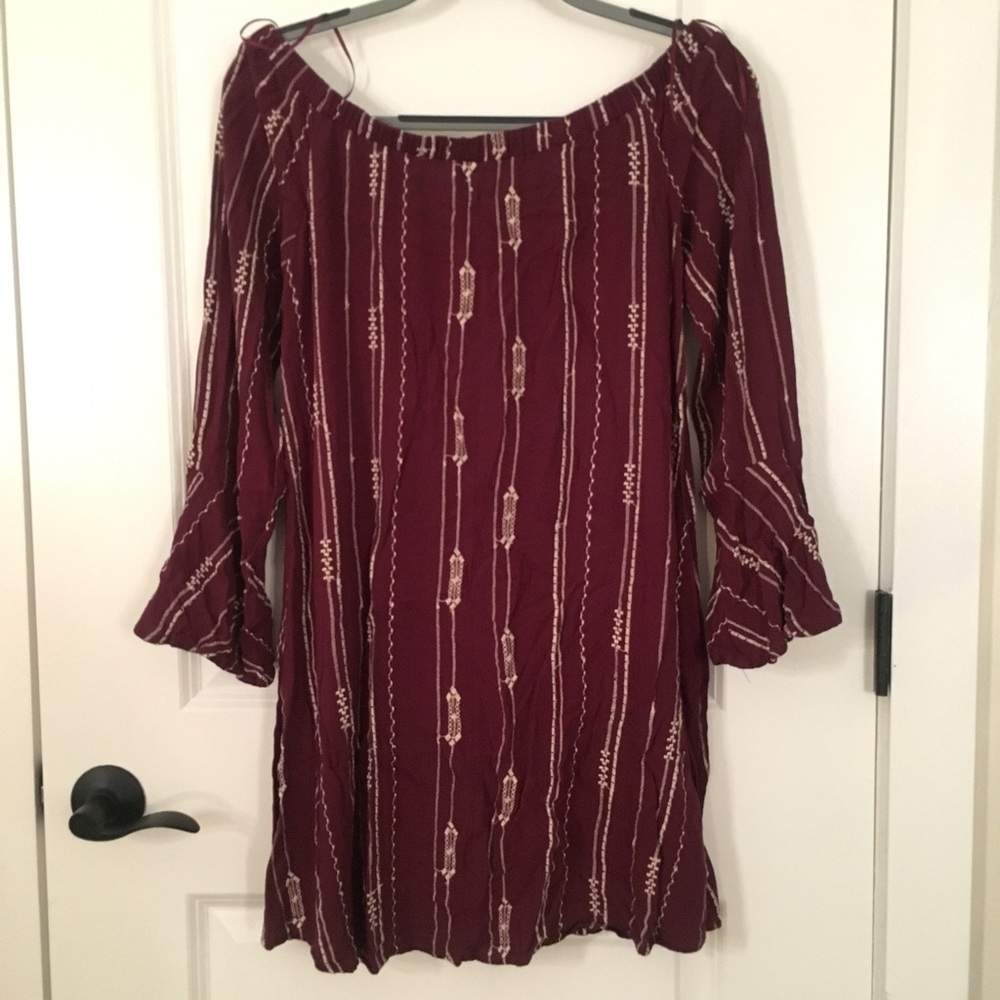 Lush bell sleeve off the shoulder boho dress