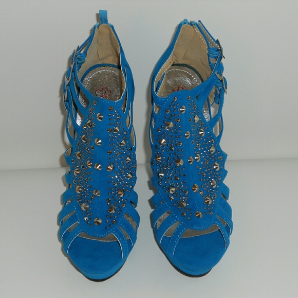 TURQUOISE WEDGES - Picture 3 of 4