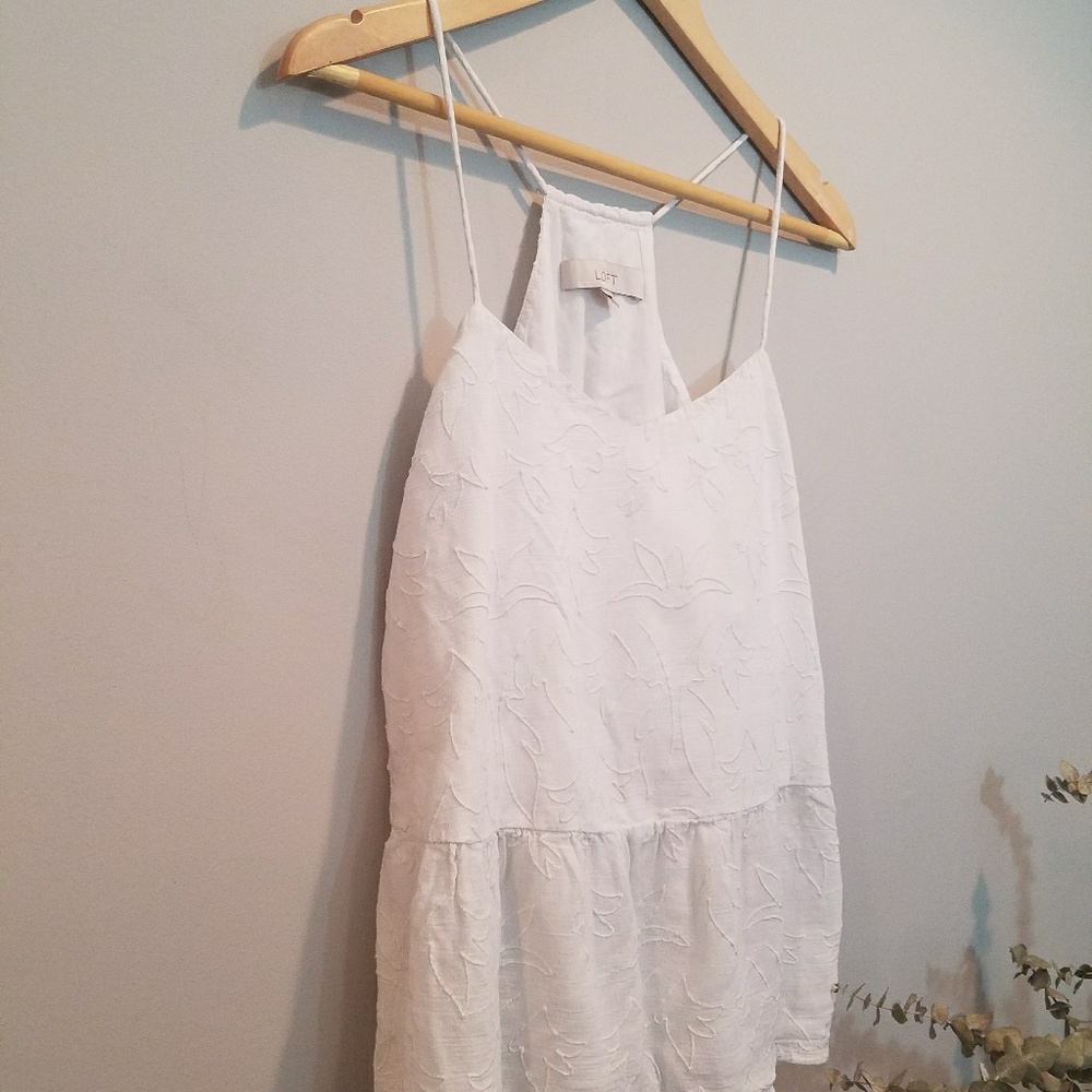 PRICE DROP!! White Embroidered Peplum Tank