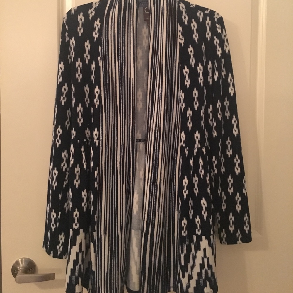 Anthropologie Navy & White Open Sweater