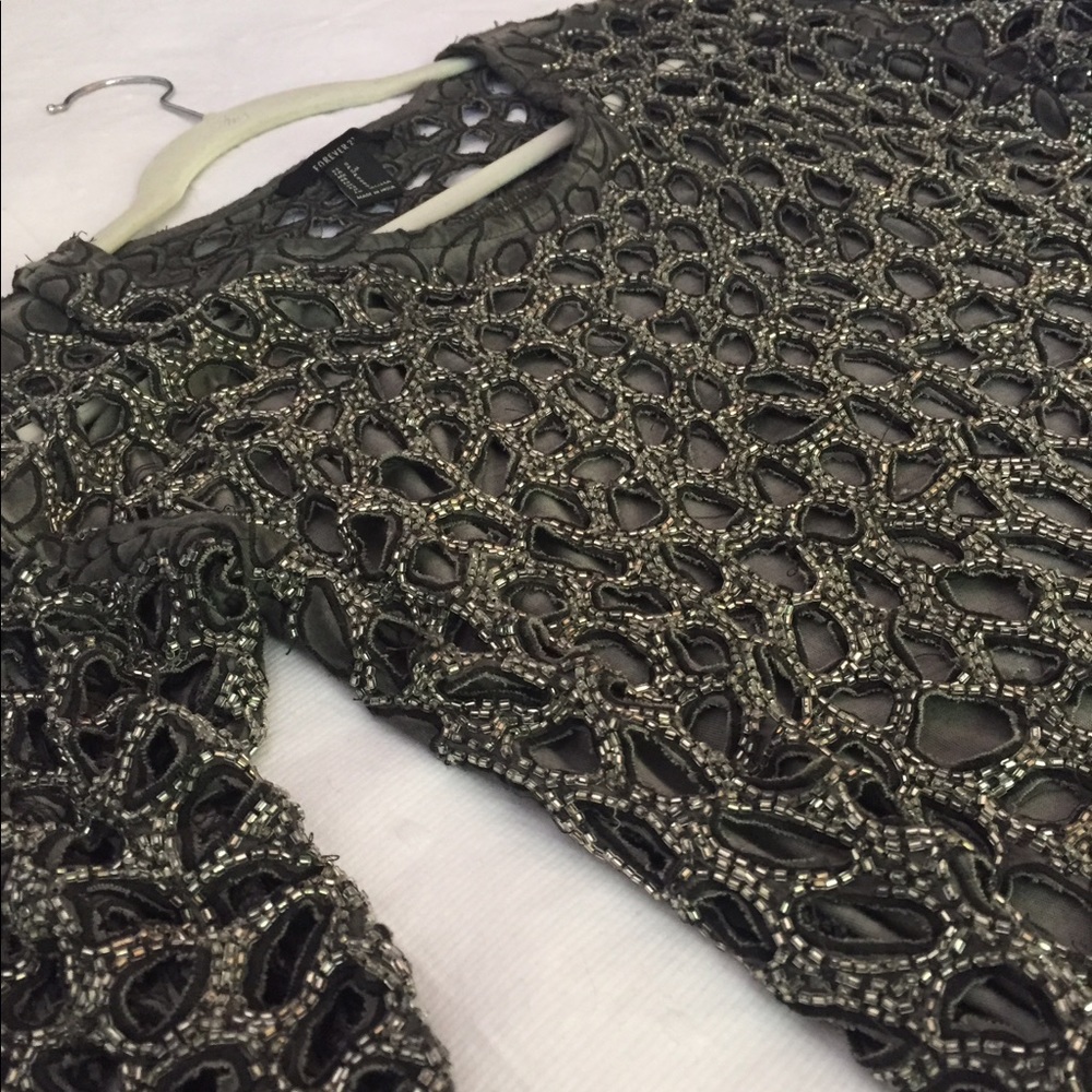 Beautiful Beaded Silver / Grey Top
