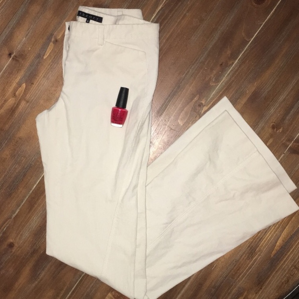 THEORY OFF WHITE FINE COTDUROY DRESS PANTS SZ 0