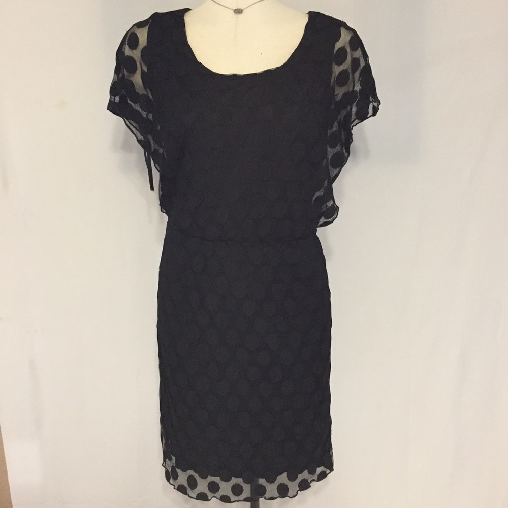 Euc Black with black Polkadot Lace dress, size 4.