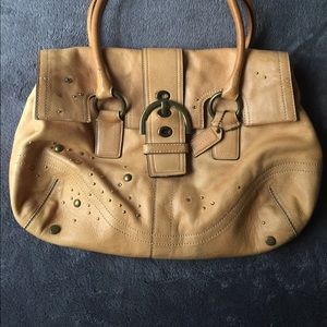 Coach tan embroidered handbag
