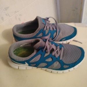 Size 8 teal, grey and white Nikes