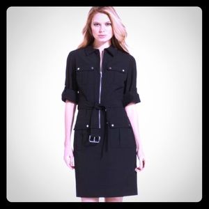 Michael Kors Roll-Tab Sleeve Zip-Front Shirtdress