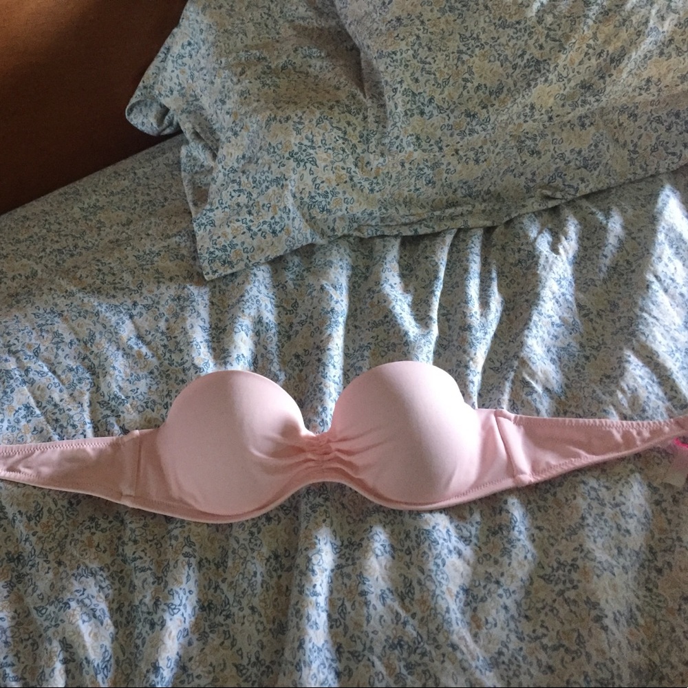 pink strapless bikini top