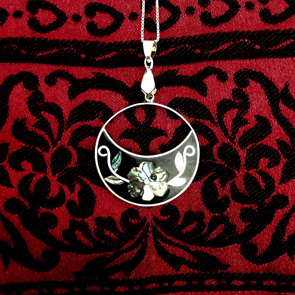 Vintage Sterling Silver & Abalone Necklace