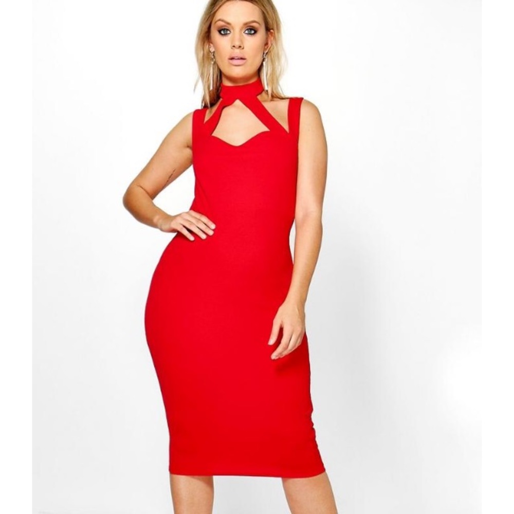 Red midi dress brand new !